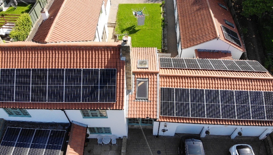 Birdseye view of solar panels