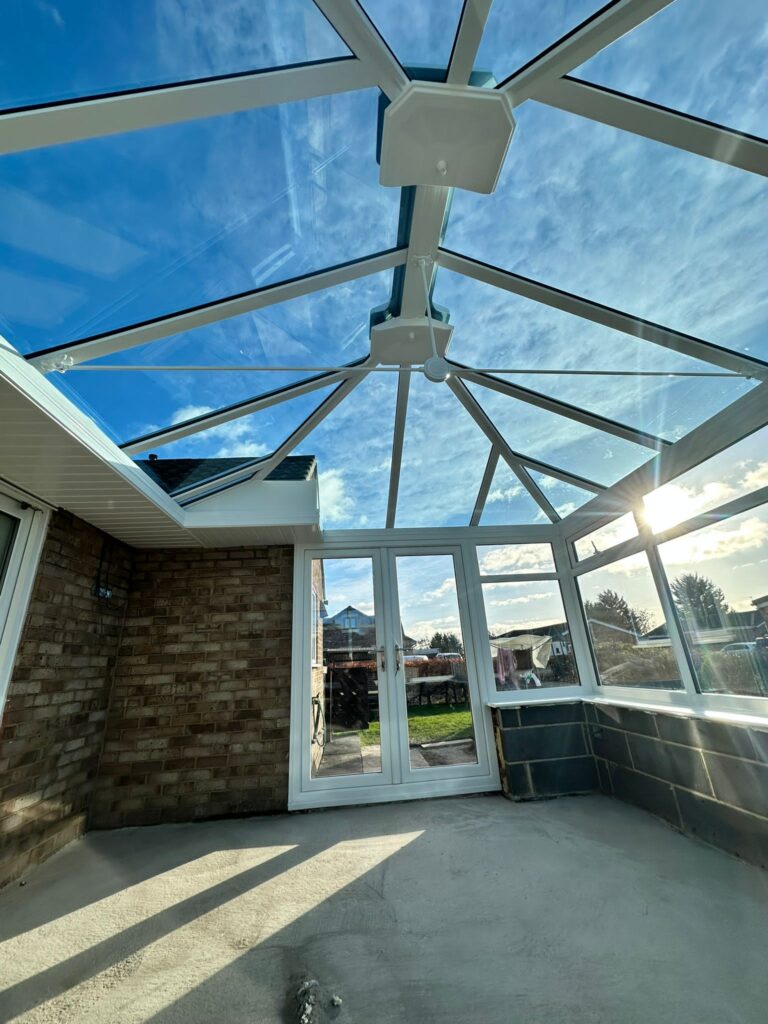 Blue Glass Conservatory Roof Internal